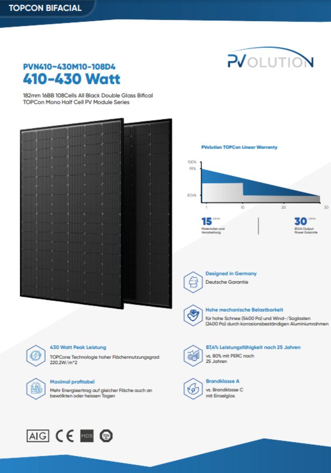 PVolution 430W TOPCon - Solarmodul