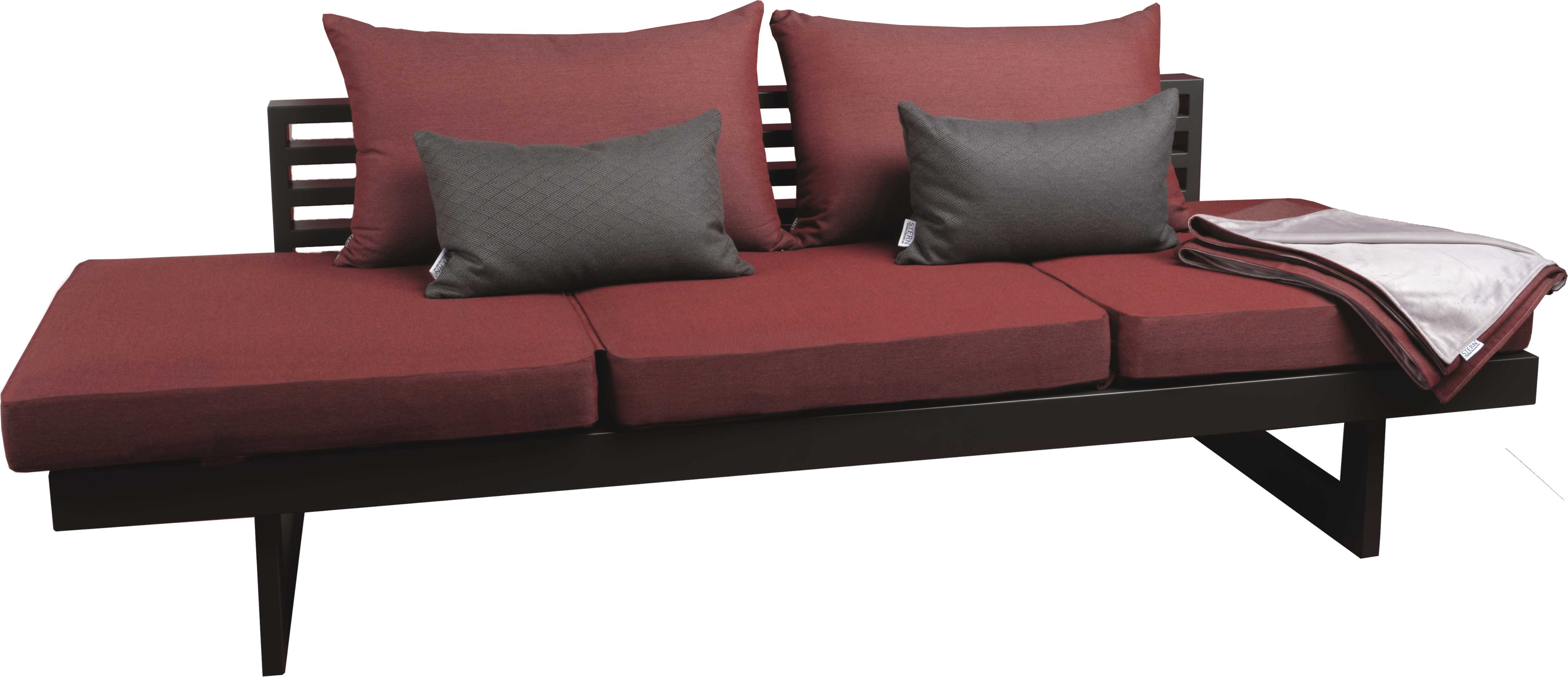 STERN Lounge/Liege NEW HOLLY Aluminium anthrazit/karbon Auflage/Rückenkissen Outdoorstoff rot